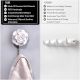 White Rose Flower Ceramic Wall Hook in Silver Fitting